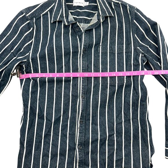 Topman Men's Blue and White Striped Button Down - Picture 8 of 8